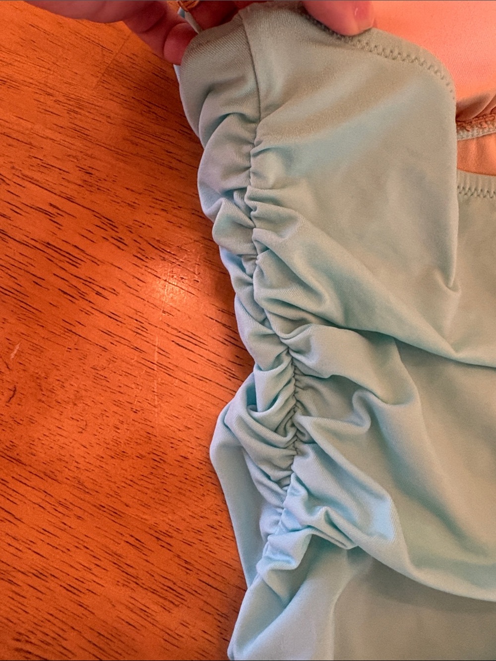 Tie-Halter One-Piece Swimsuit in Light Aqua with Ruching - Picture 6 of 7
